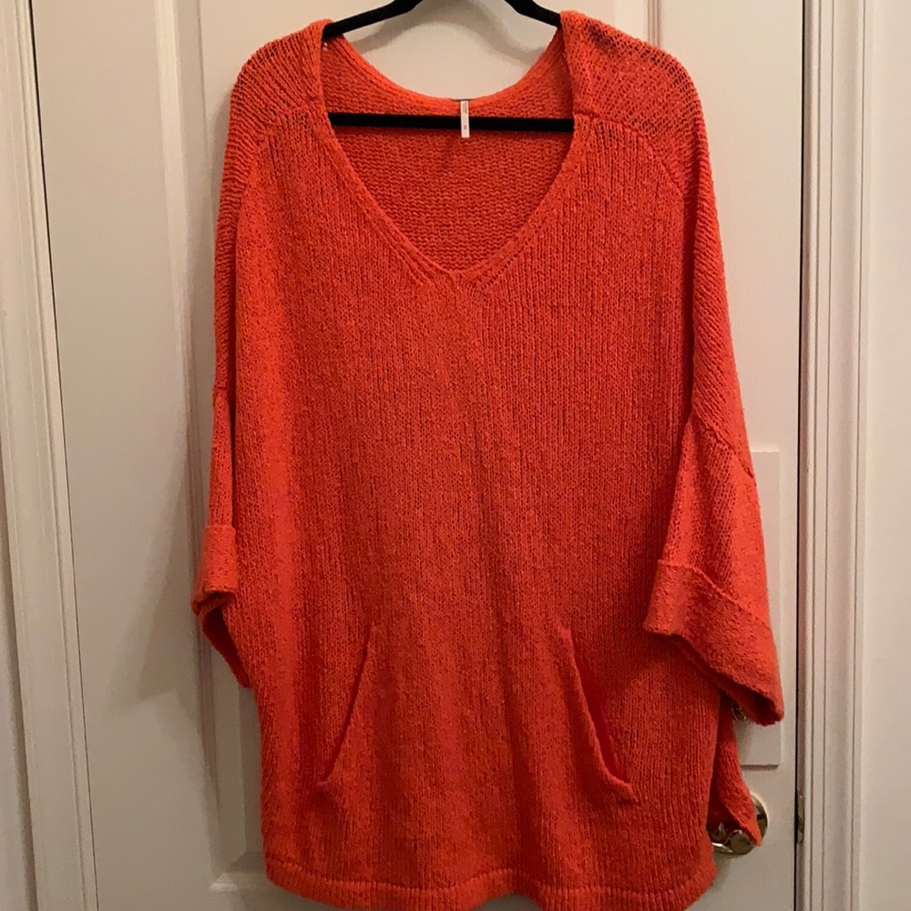 Free People coral colored, light weight, flowy sweater